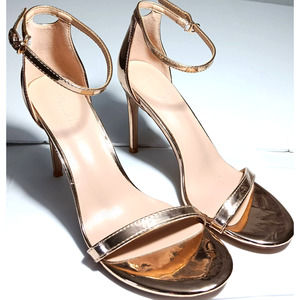 Perixir Women's Open Toe Ankle Strap Gold Beige Size 245/US 8 Sandal Heels